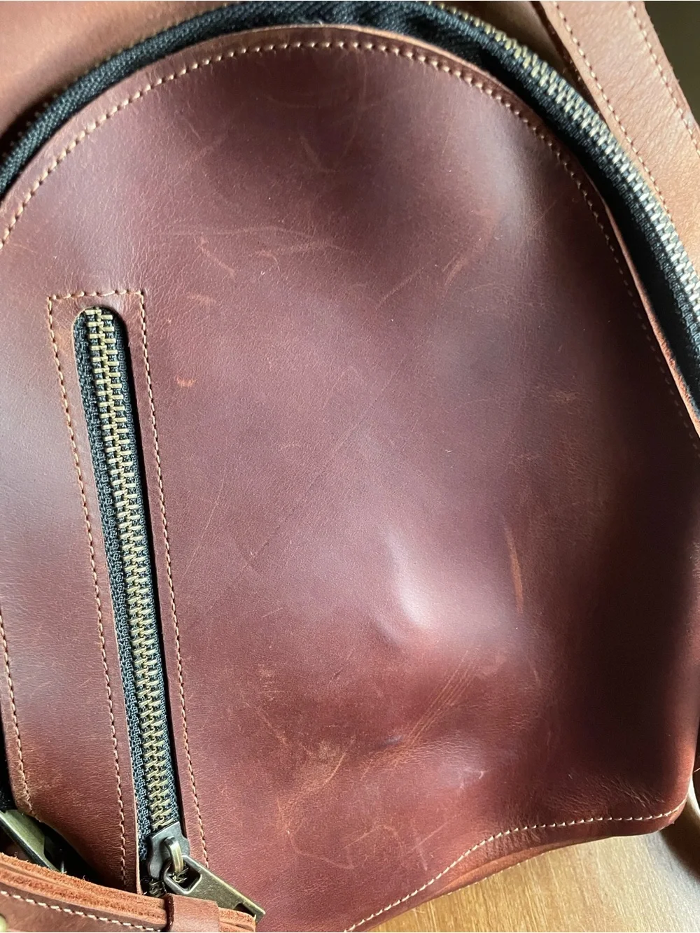 Leather Structured Mini Backpack Handmade